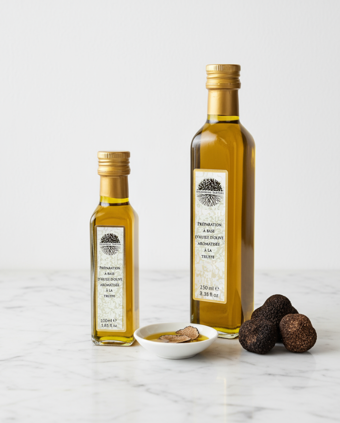 Preparation based on extra virgin olive oil flavored with truffle