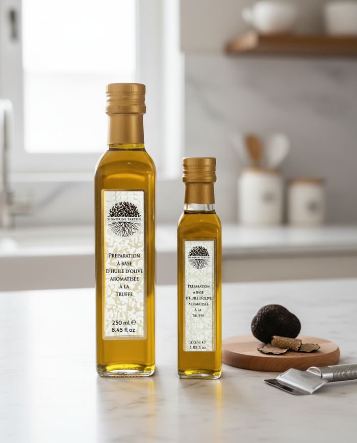 Preparation based on extra virgin olive oil flavored with truffle