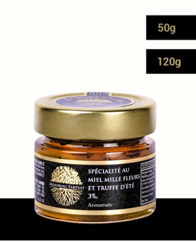 Specialità con miele millefiori e tartufo estivo aromatizzato al 3%.