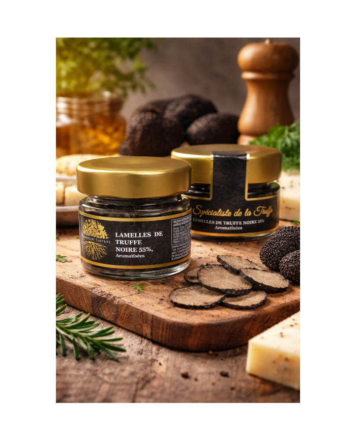 Lamelles de truffe noire Mélanosporum 55% aromatisées
