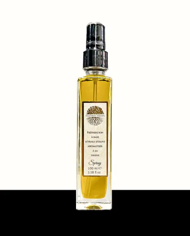 Olive oil-based preparation in spray form, flavoured with white truffle