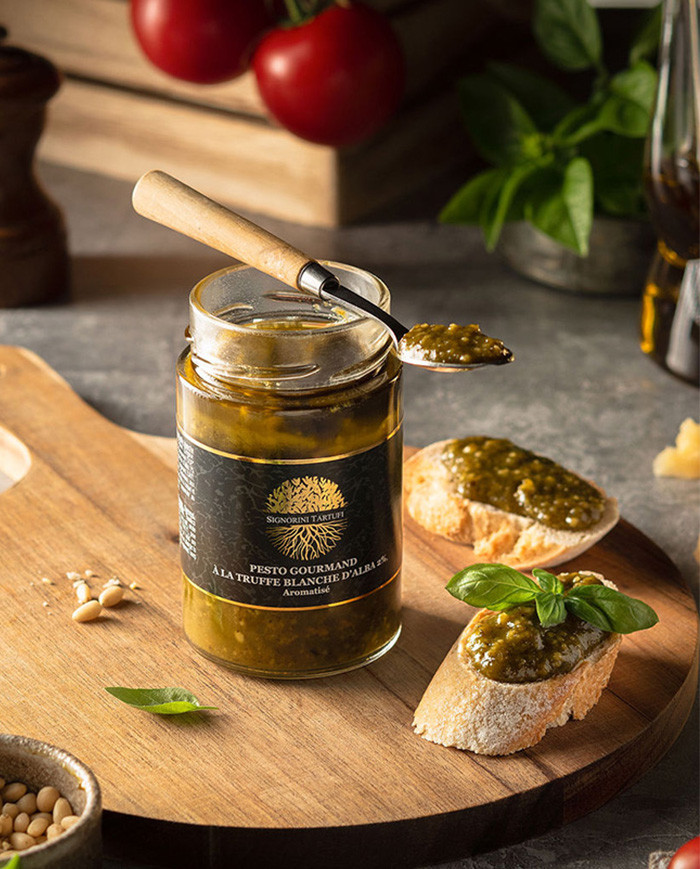 Gourmet-Pesto mit 2% aromatisiertem weißen Alba-Trüffel