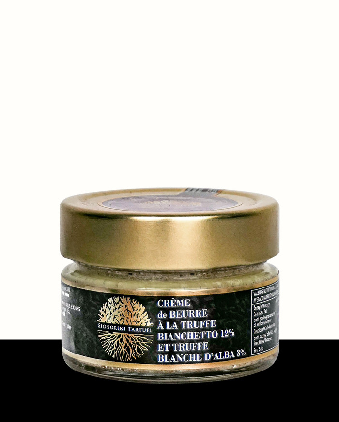 Crema de mantequilla con trufa bianchetto 12% y trufa blanca alba 3%.