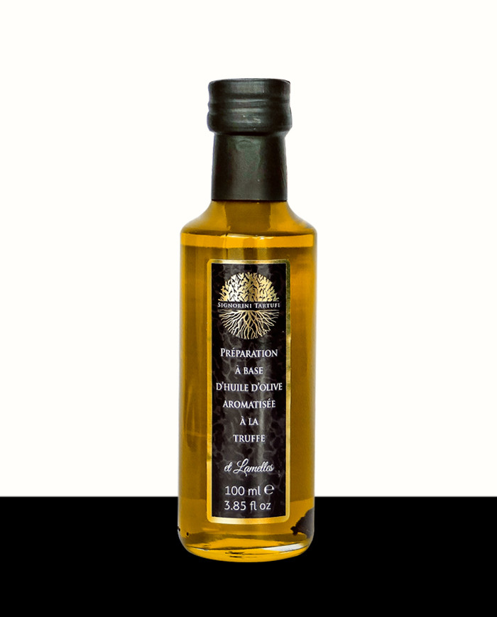 Preparación a base de aceite de oliva virgen extra aromatizada con trufa negra y tiras