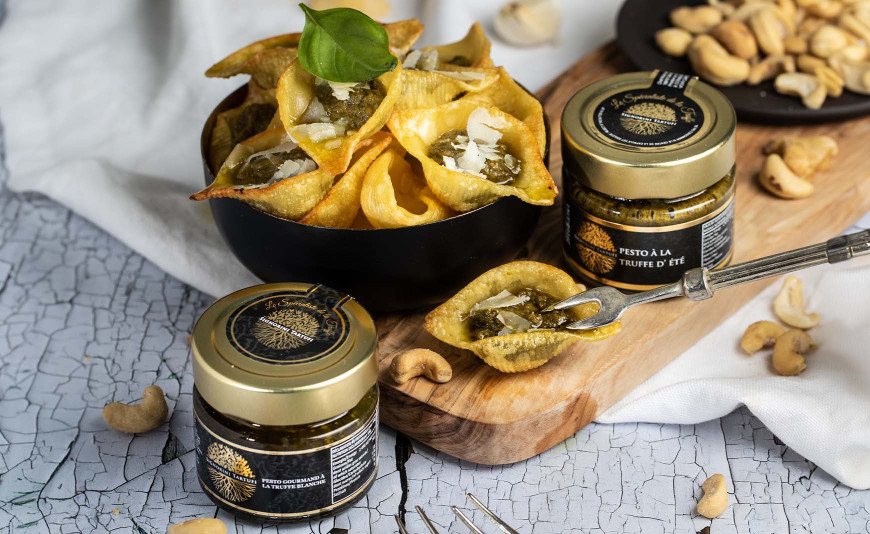 Conchiglioni farcis au duo de pesto à la truffe